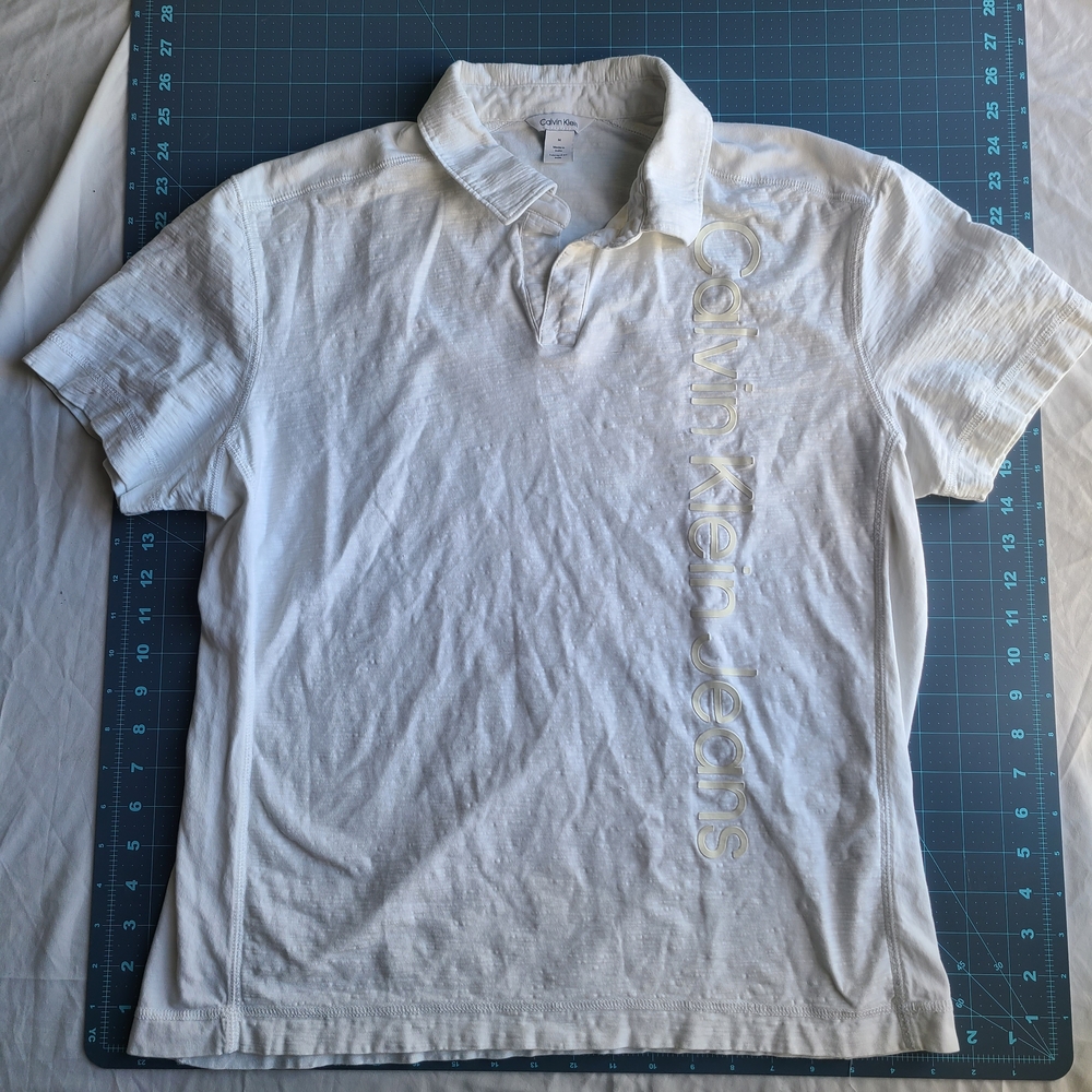 Calvin Klein White Polo Shirt for Men Medium Clean Preppy Acubi Old Money